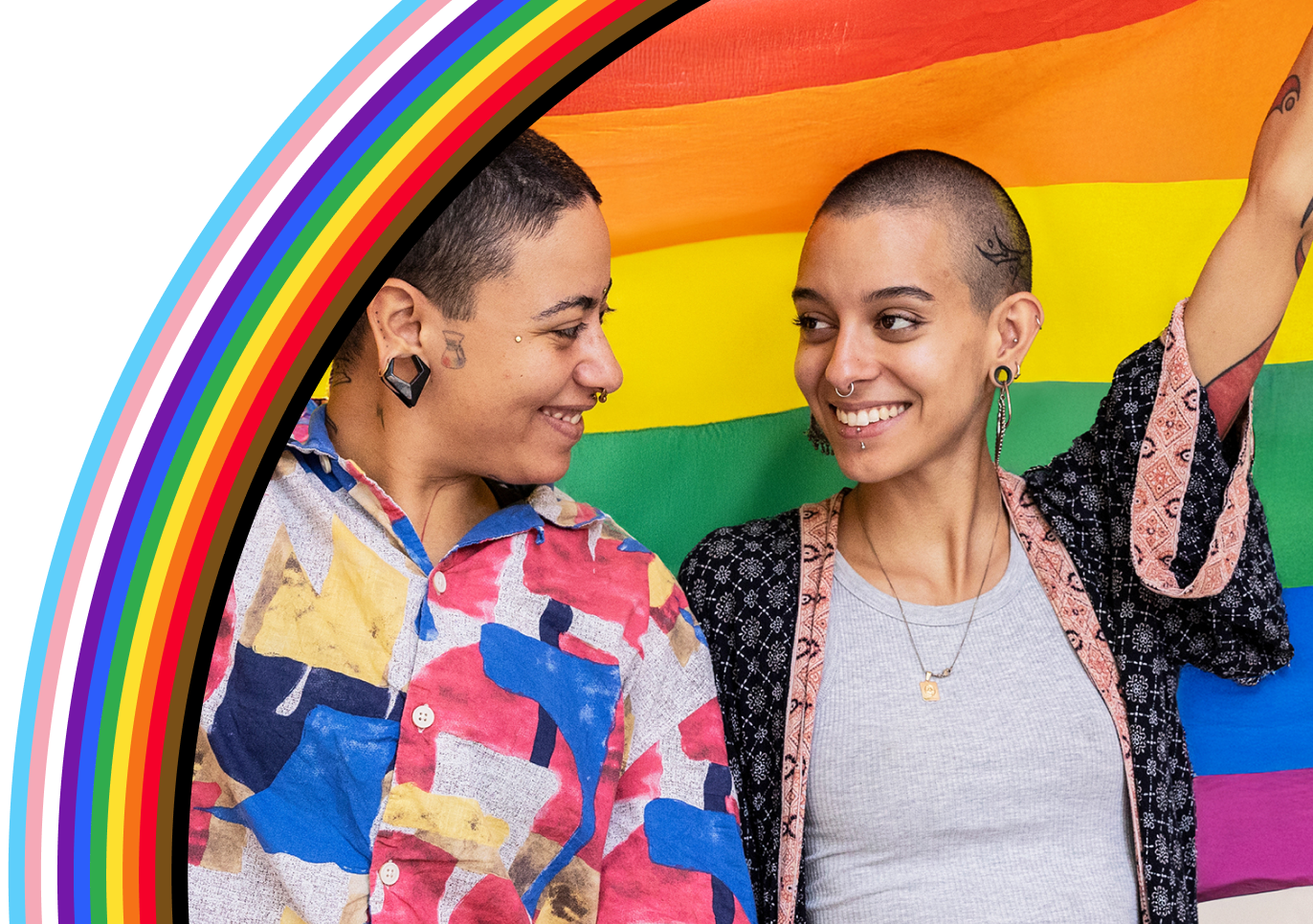 A pride flag painted on someone's cheek